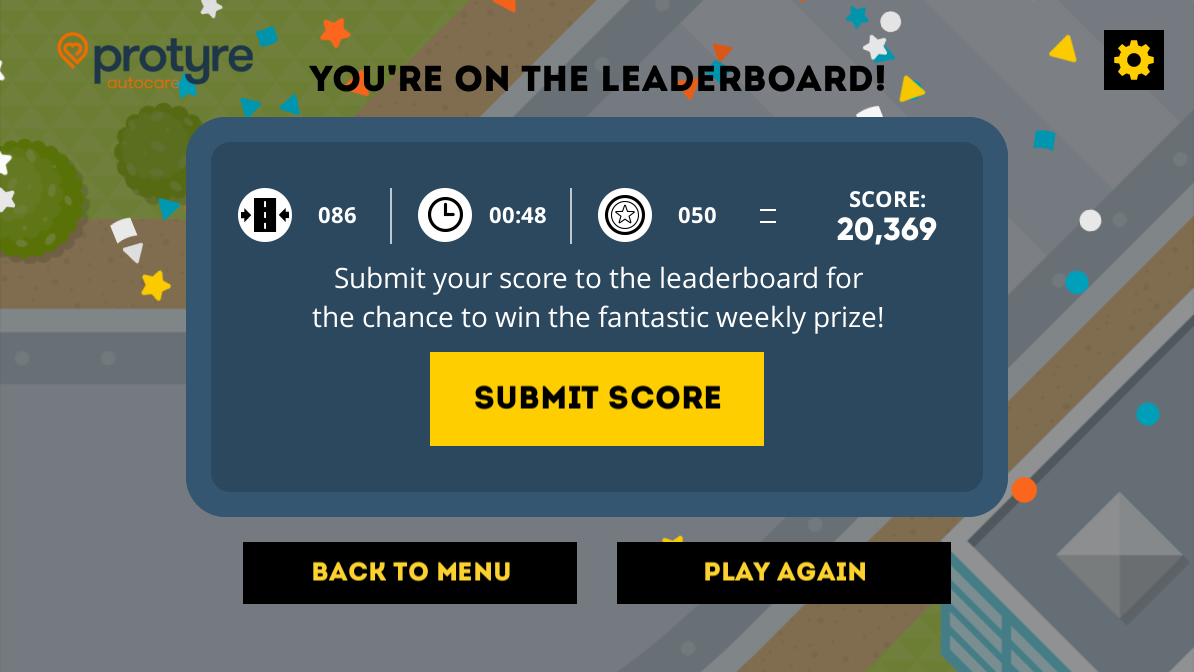 Protyre Great British Road Trip Game Submit Score